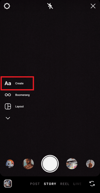 tap on create 