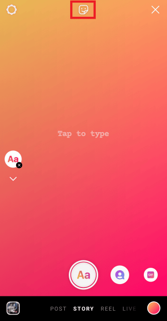 tap on the sticker icon | TBH post for Instagram