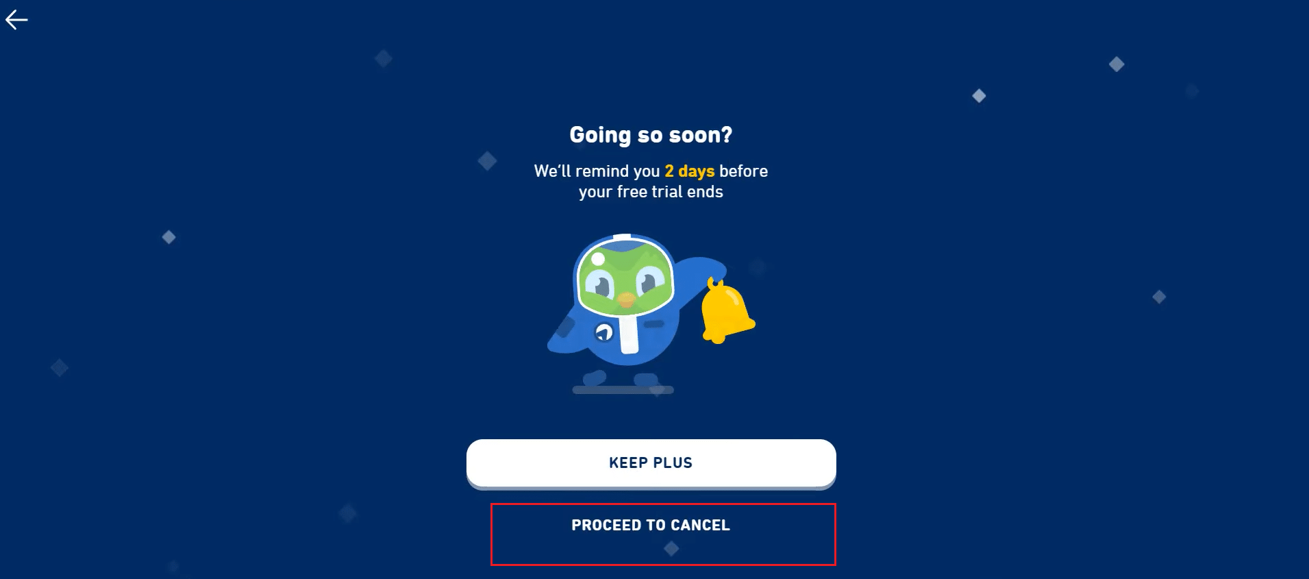 PROCEED TO CANCEL