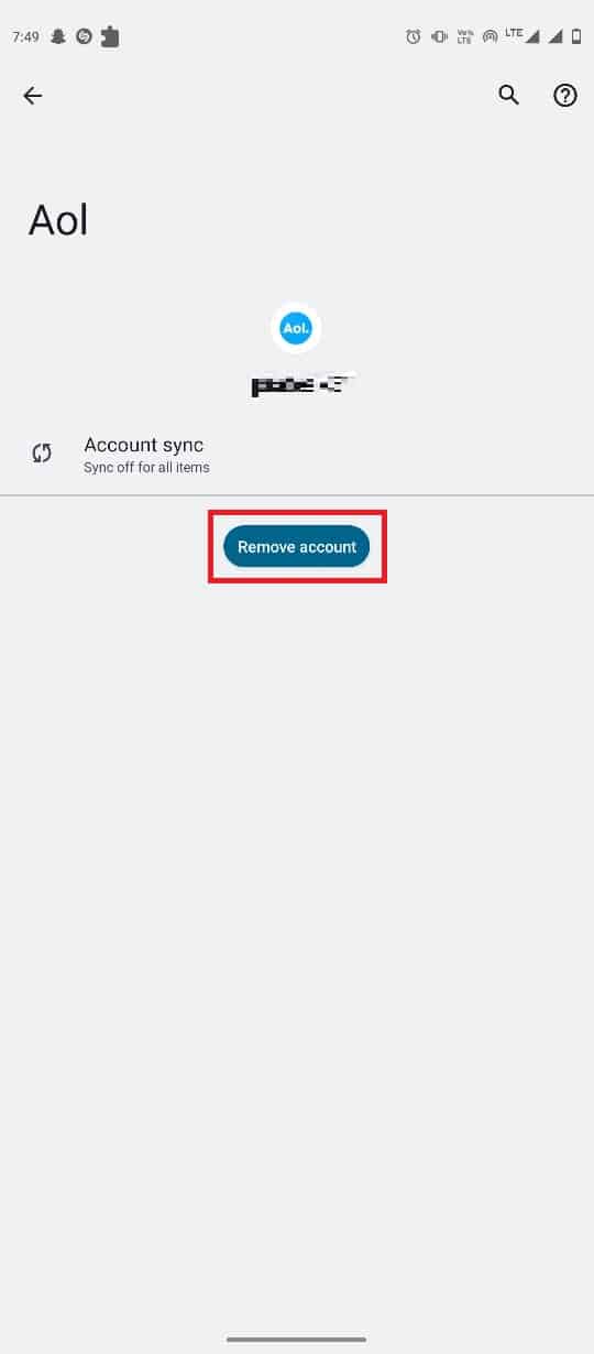 tap on Remove account