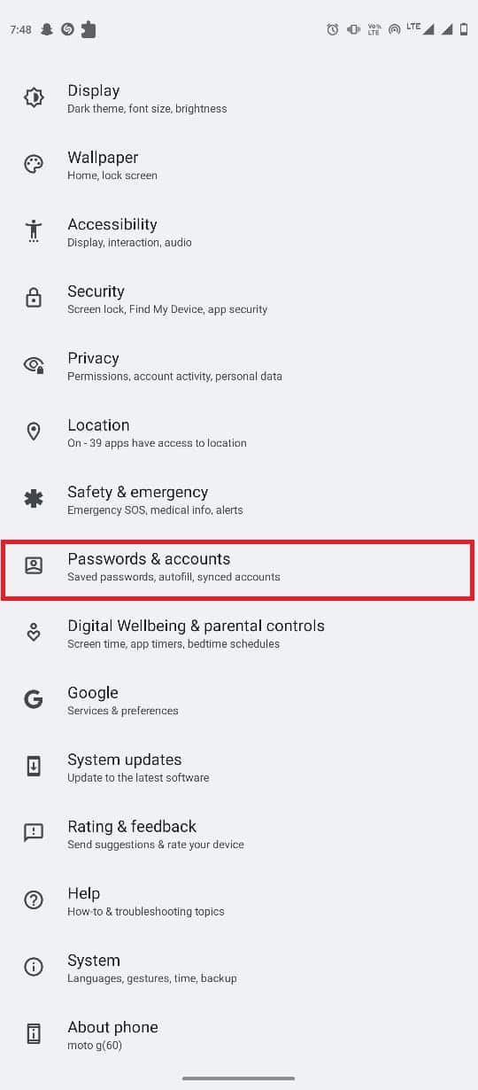locate and tap on Passwords and accounts