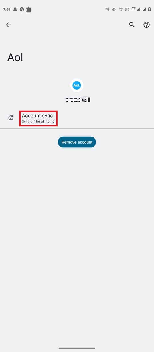 tap on Account sync