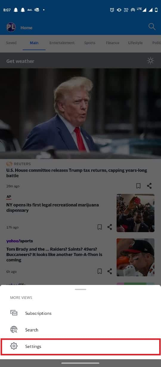 Locate and tap on More then select Settings
