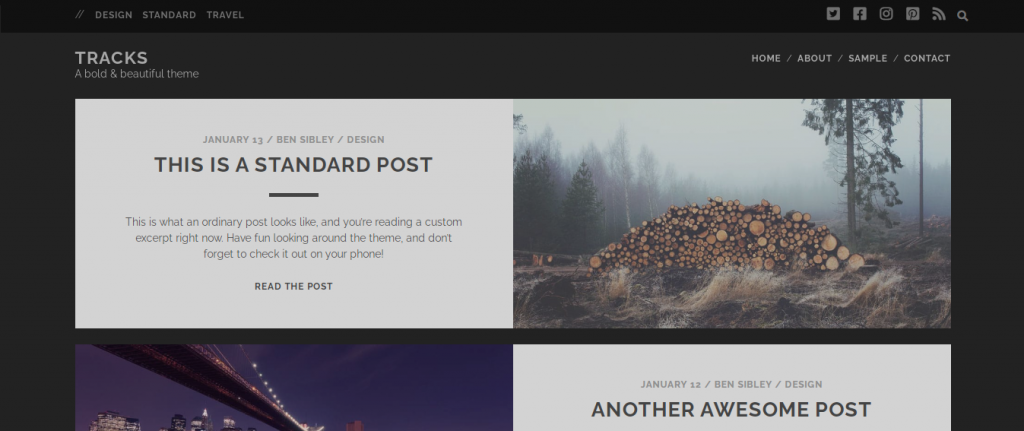 Tracks Free WordPress Blog Theme