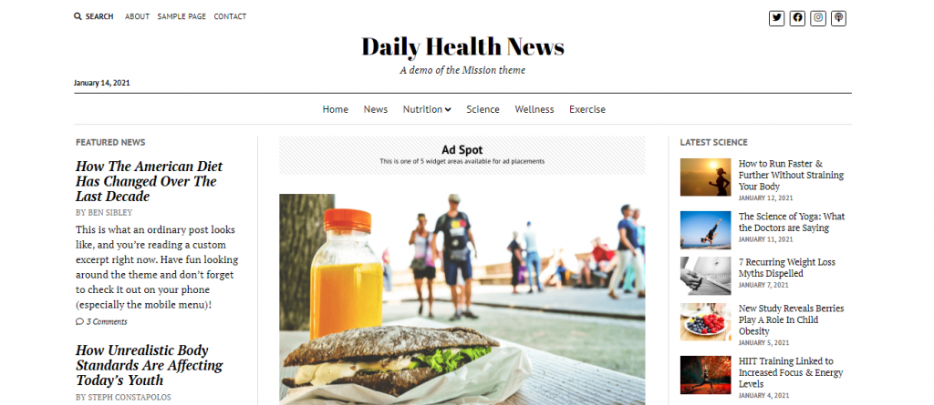 Mission News Free WordPress Blog Theme