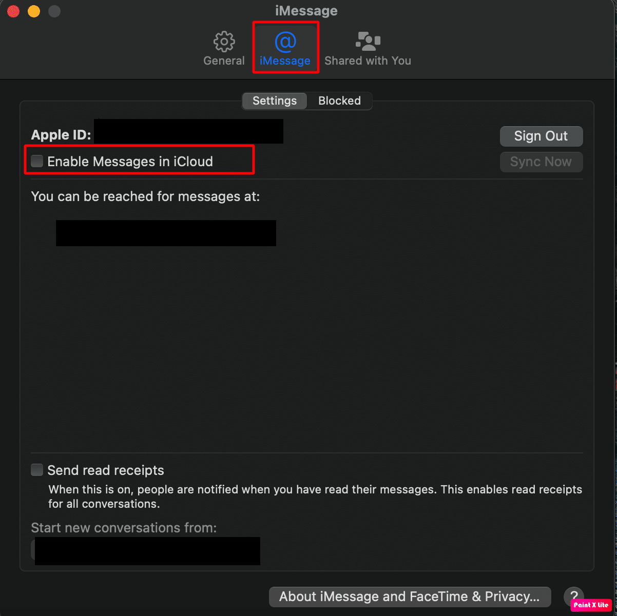 click on imessage option then uncheck enable messages in icloud