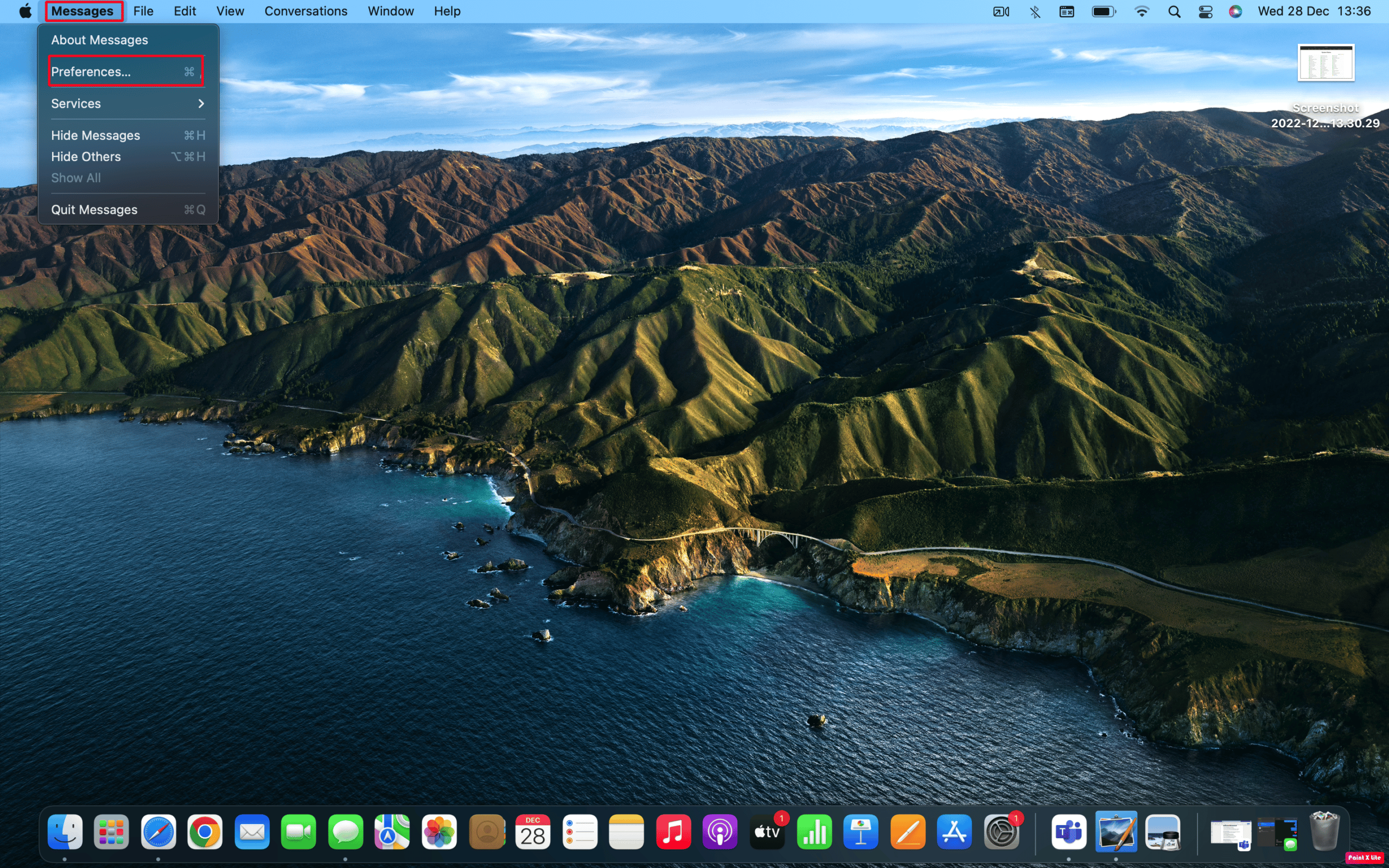 choose messages then click on preferences
