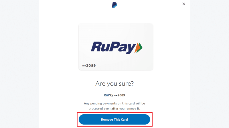 Click on Remove This Card