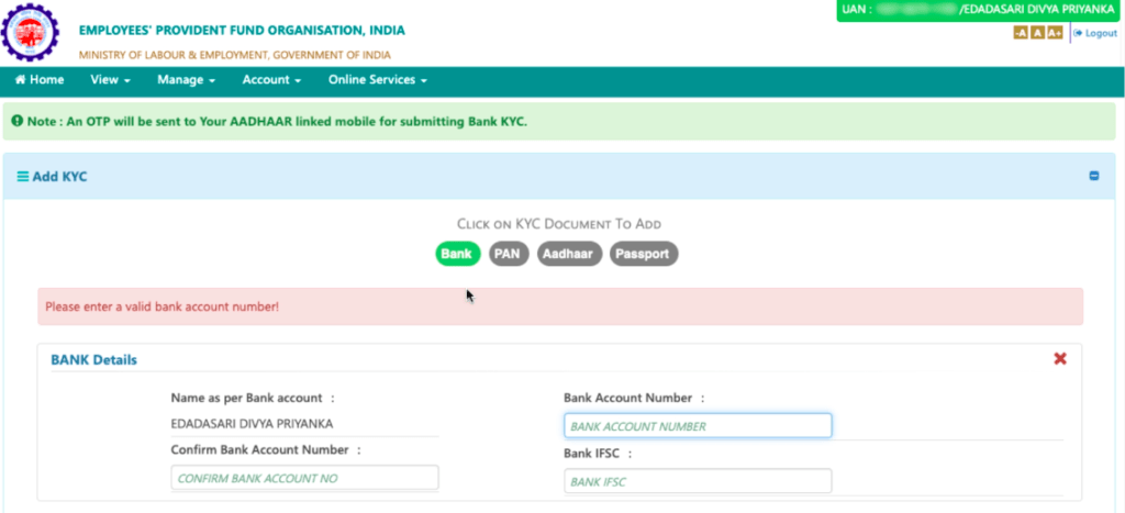 PF kyc link online,