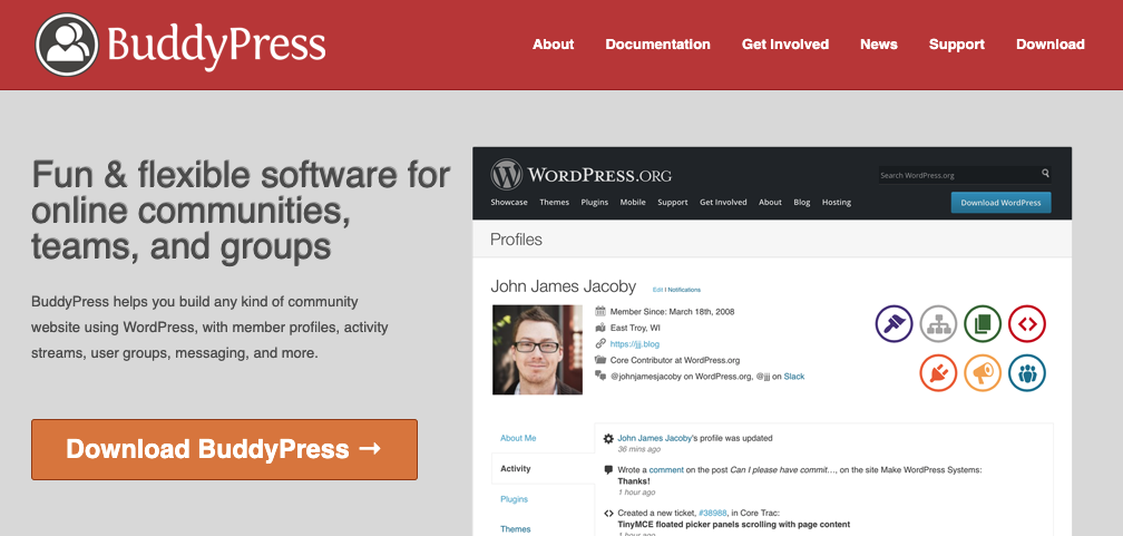BuddyPress plugin homepage