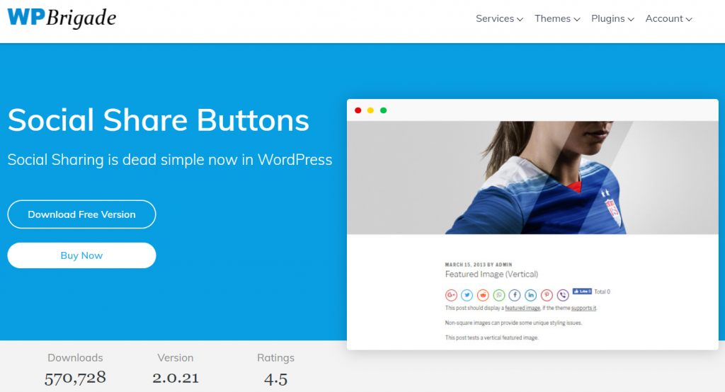 Social Share Buttons WP Brigade WordPress Social Media plugin