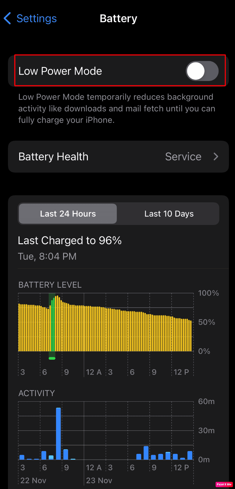 switch off low power mode