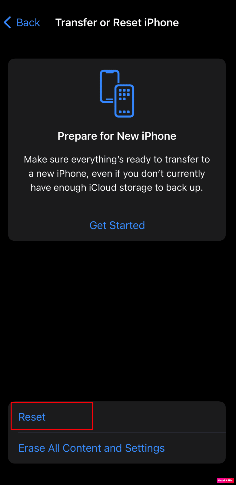 tap on reset