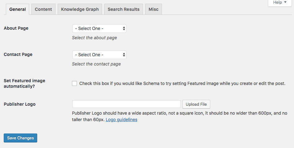 The General settings of the Schema WordPress plugin