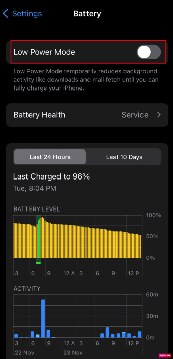 switch off low power mode
