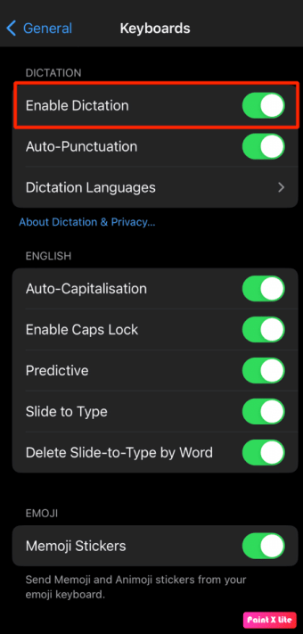 enable dictation 