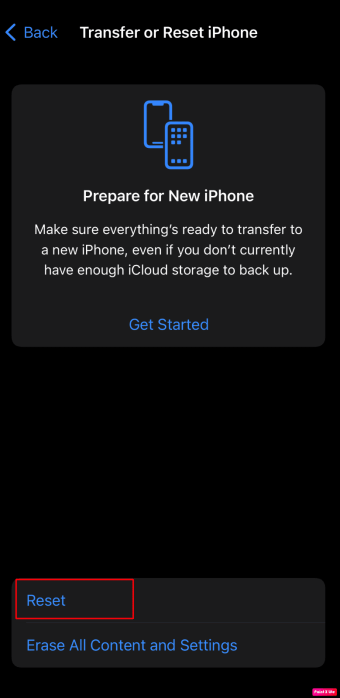 tap on reset