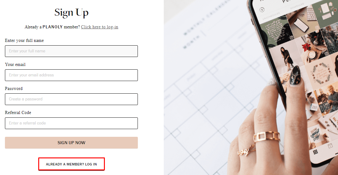 Planoly Sign up