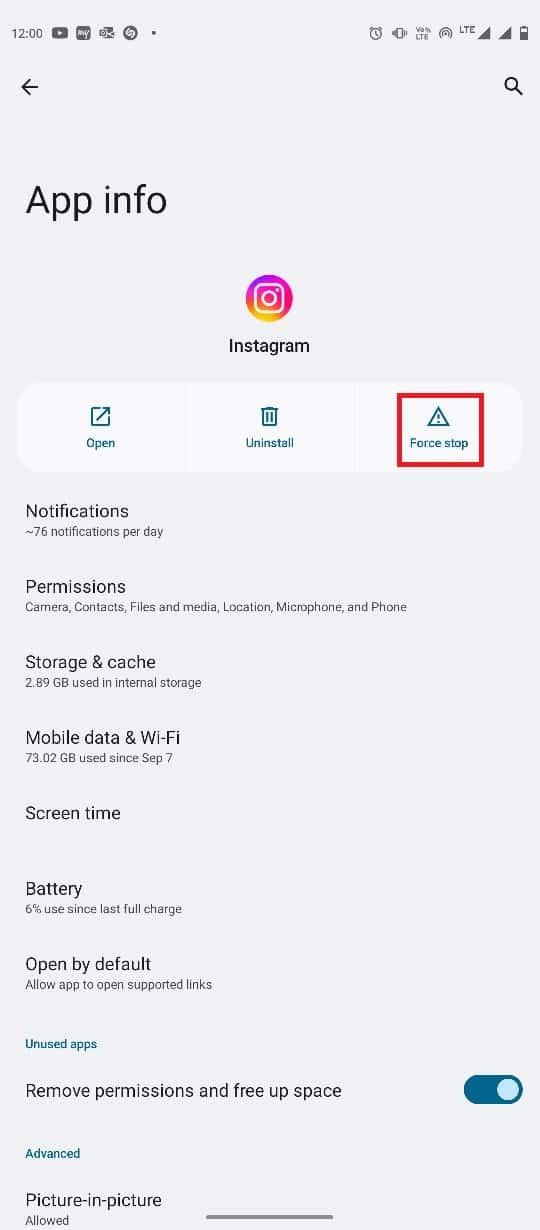 Tap on Force stop. Top 10 Ways to Fix Instagram Stories Not Loading Issue