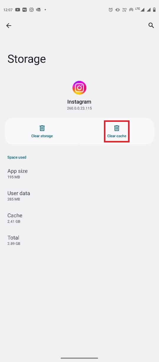 tap on Clear cache