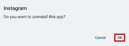 Press OK to confirm the action