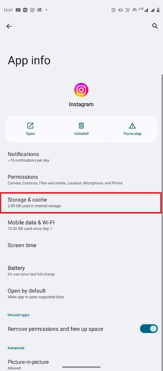 locate and tap on Storage and cache. Top 10 Ways to Fix Instagram Stories Not Loading Issue