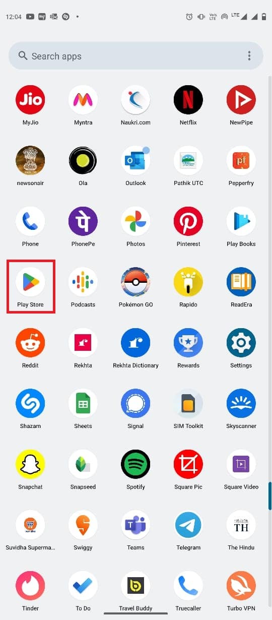 Open the Google Play Store from the phone menu