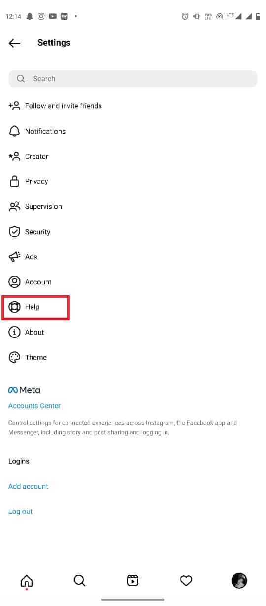 locate and tap on Help