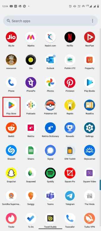 Open the Google Play Store from the phone menu