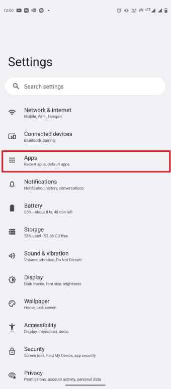 tap on Apps
