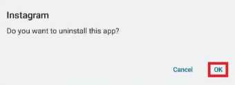 Press OK to confirm the action