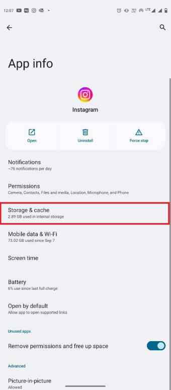 locate and tap on Storage and cache. Top 10 Ways to Fix Instagram Stories Not Loading Issue