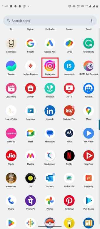 Open Instagram from the phone menu