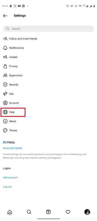 locate and tap on Help