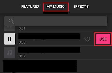 tap on MY MUSIC - YouTube MP3 audio - USE | How to Add Sound to TikTok