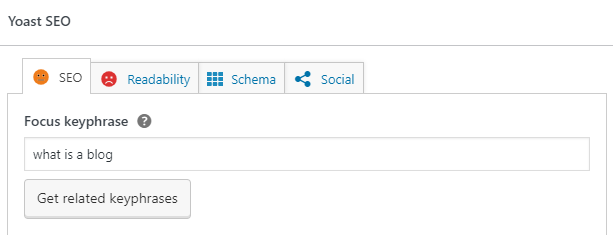 focus keyphrase on Yoast SEO
