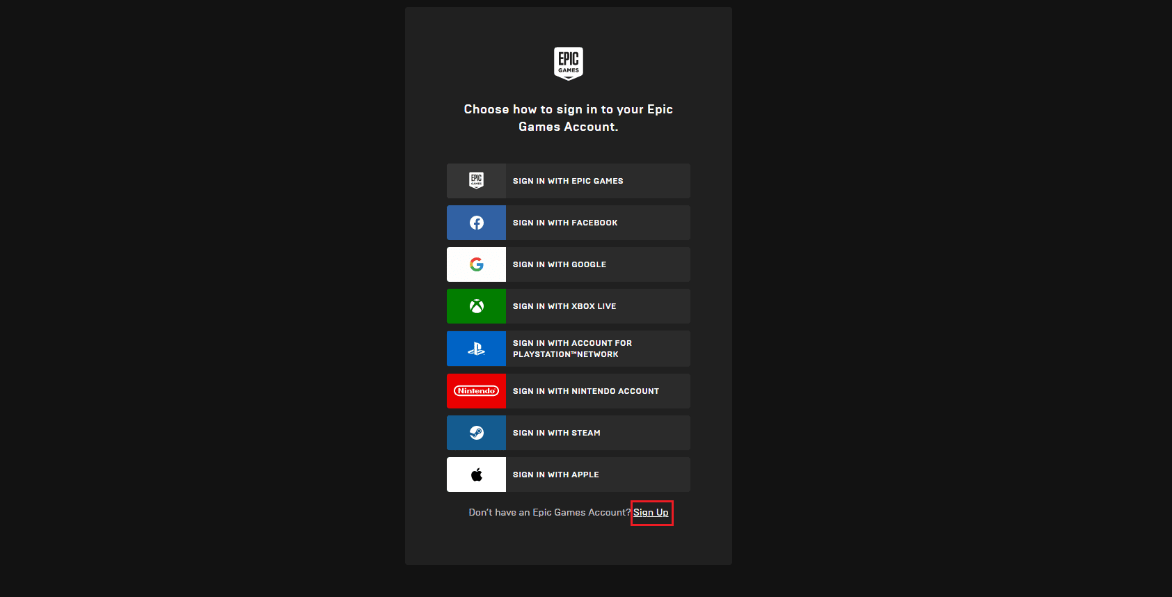 click on Sign up option in Epic games sign in page. Fix Fortniteclient-win64-shipping.exe Application Error
