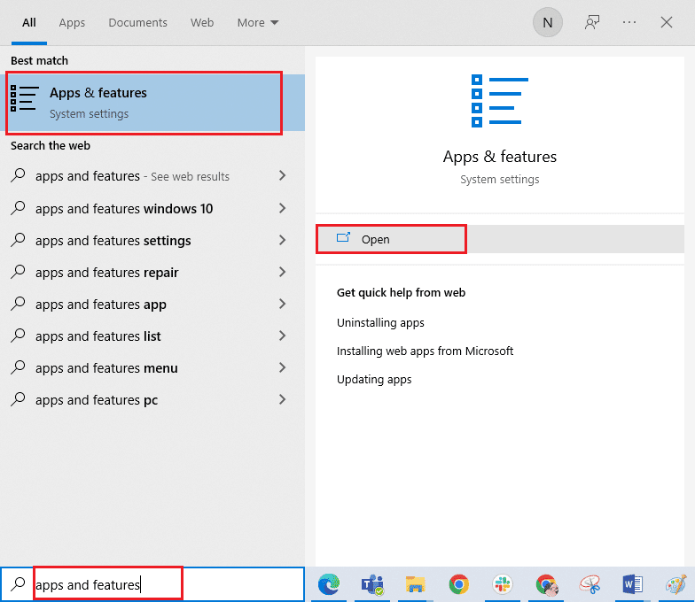 open apps and features