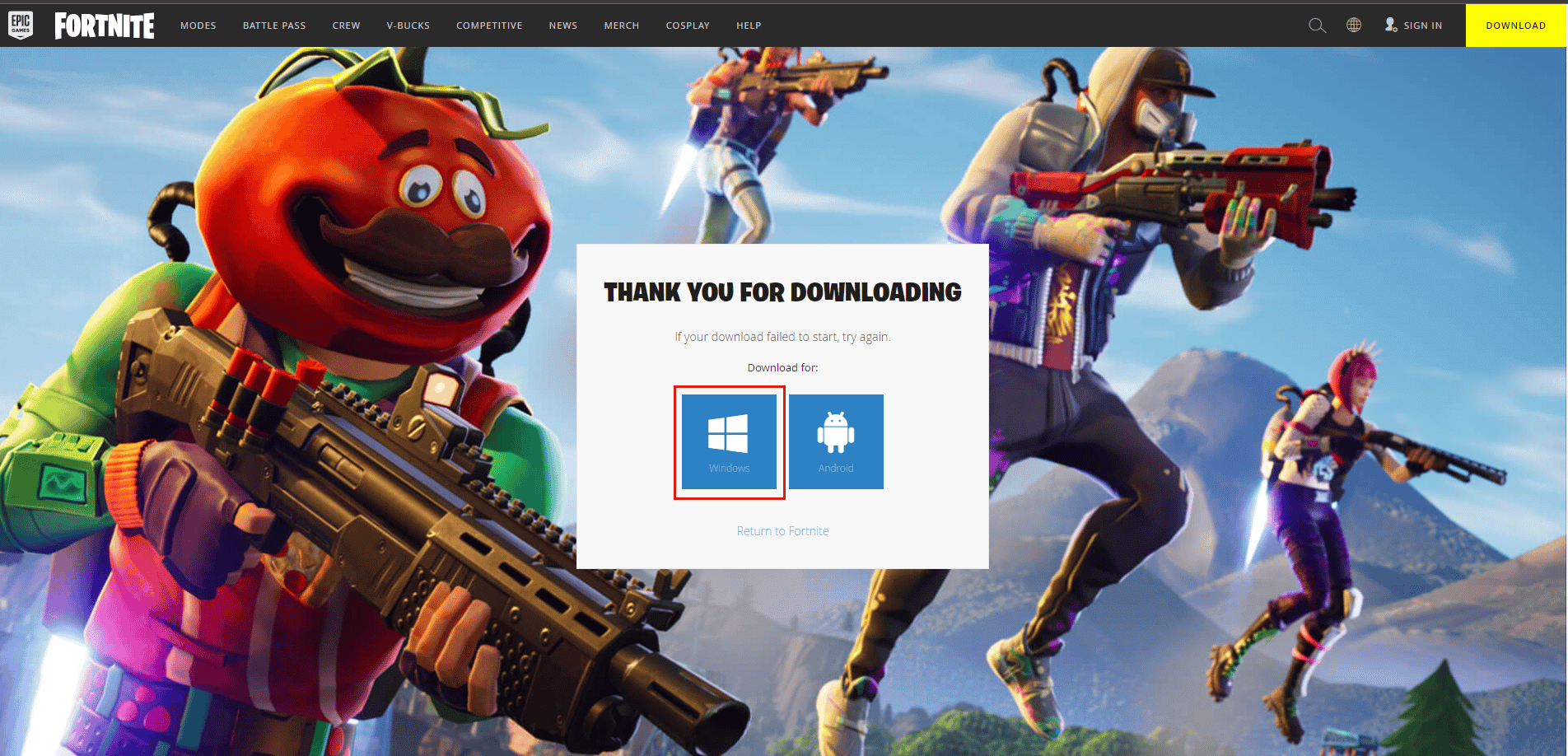 download Fortnite PC