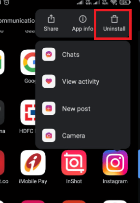 Tap on Uninstall | How to Fix User Not Found on Instagram