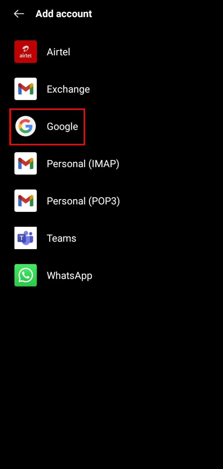 Select Google and tap on it.