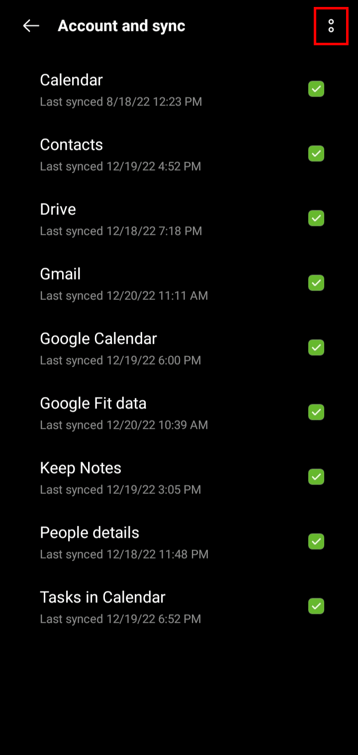 Tap on the vertical dot icon at the top right corner of the screen. | disable Google Chat