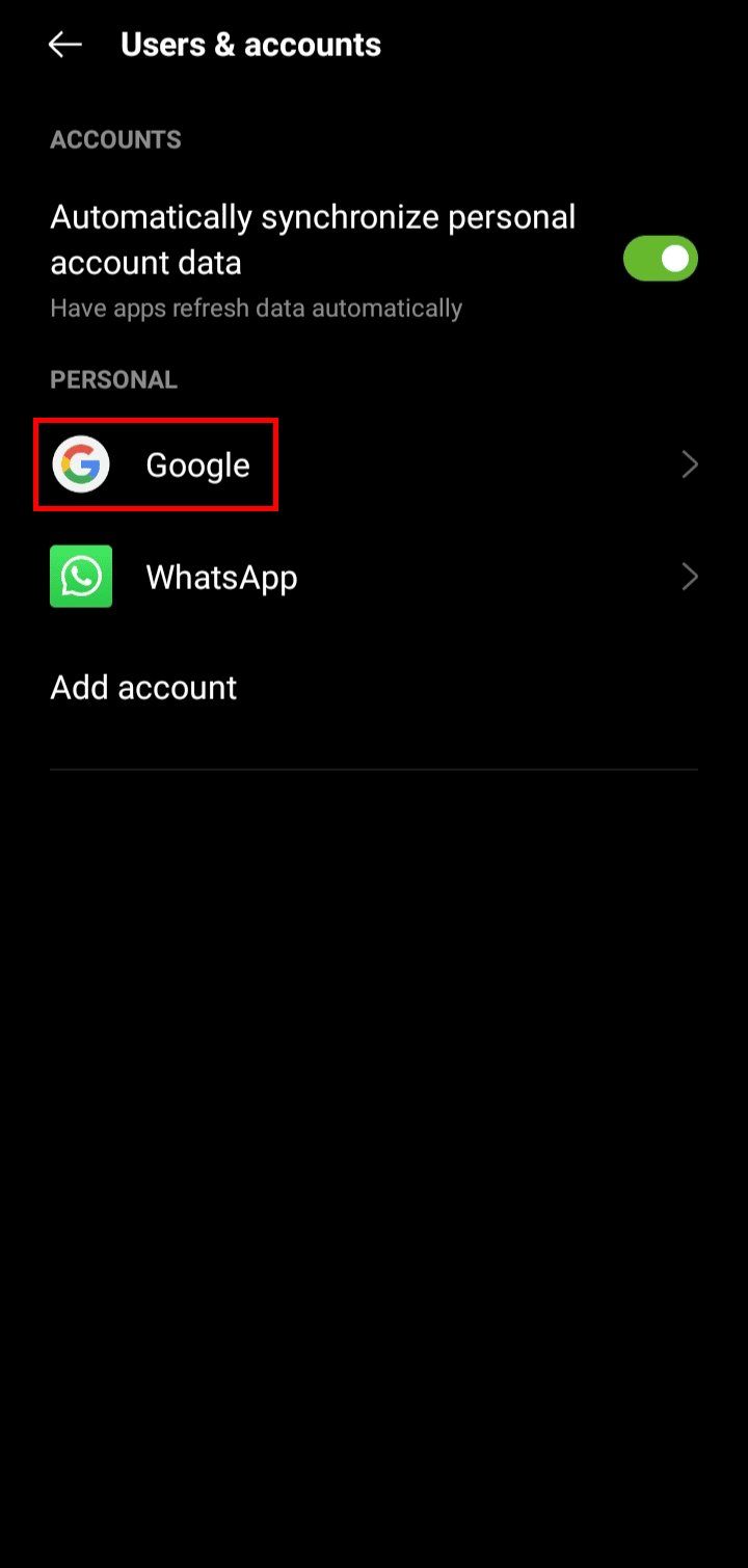 Tap on Google.