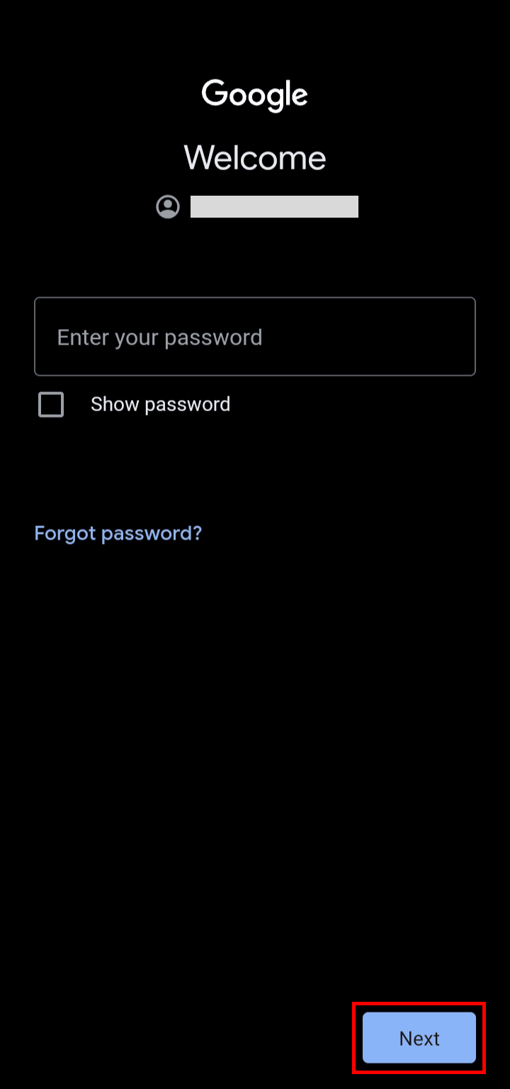 Enter your password and tap on the Next button to log into your Google account. | disable Google Chat