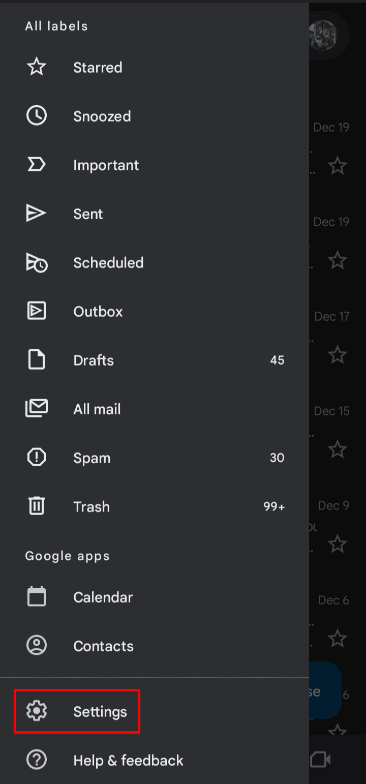Scroll down and tap on Settings option.