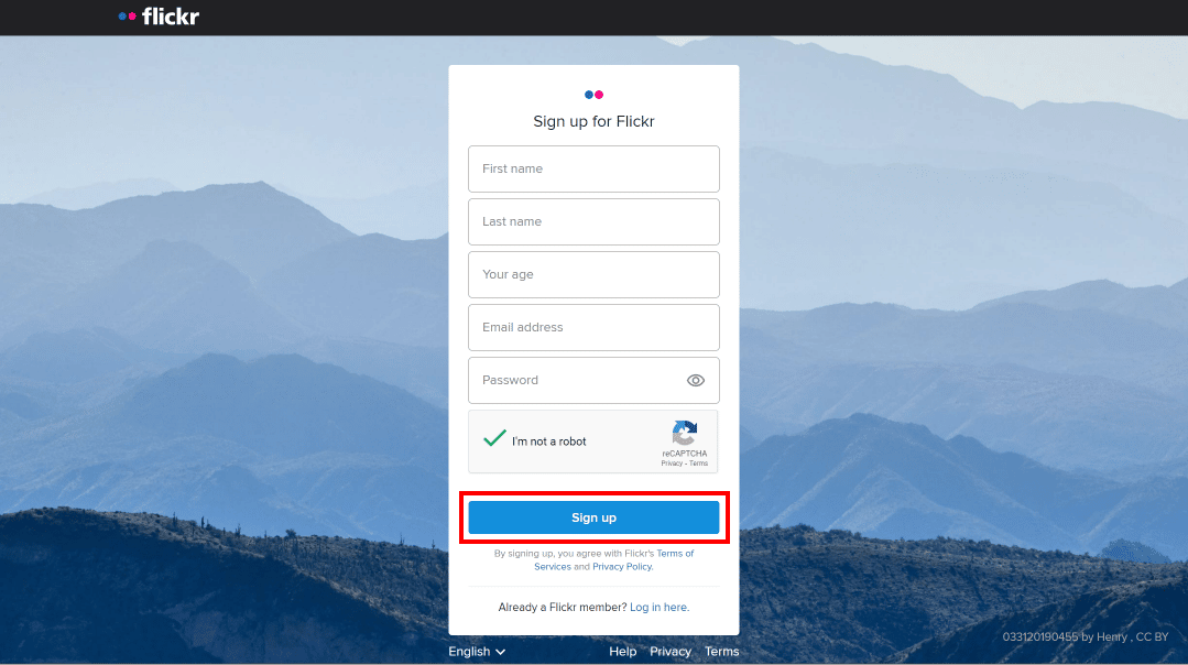 Enter your First name, Last name, Your age, Email address, Password, and click on the box beside I’m not a robot then click on the Sign up button.