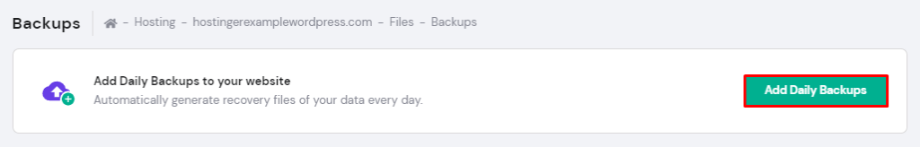 Enabling daily backups on hPanel.