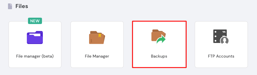 Backups on hPanel under Files.