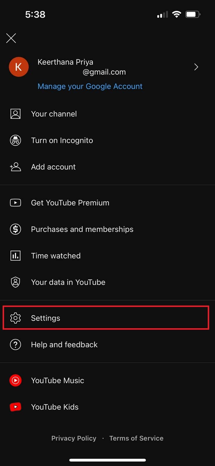 Tap on Settings