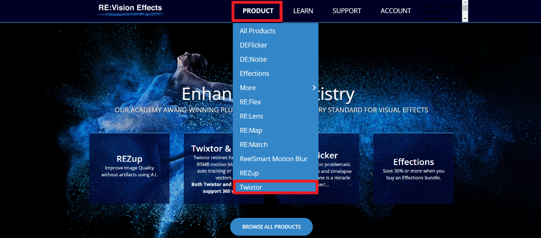 click on products and twixtor 